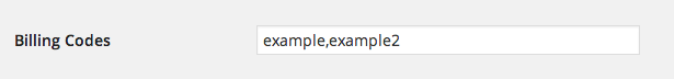 Billing Codes field on user profile Image: Display of billing code field on the user profile page within WordPress dashboard.