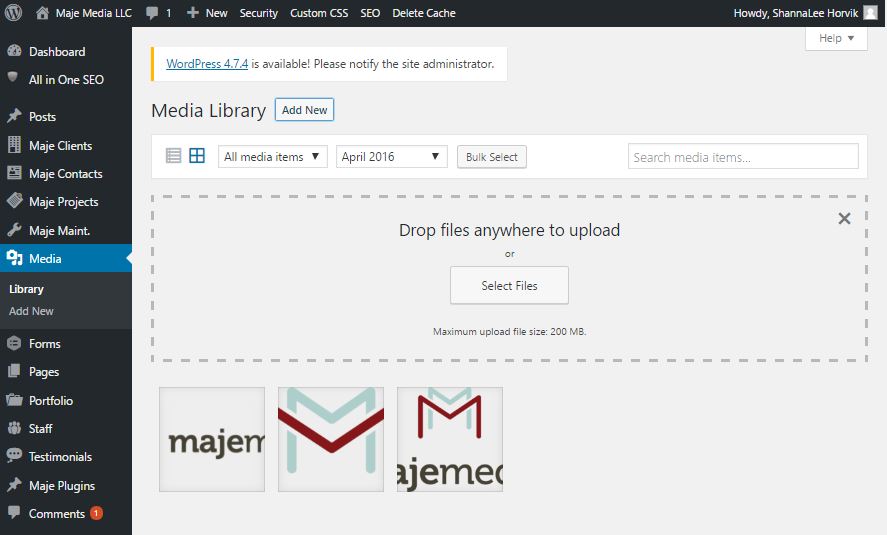 Adding a WordPress Image Adding a WordPress Image