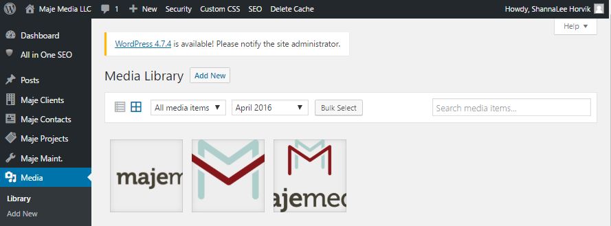 WordPress media library WordPress media library
