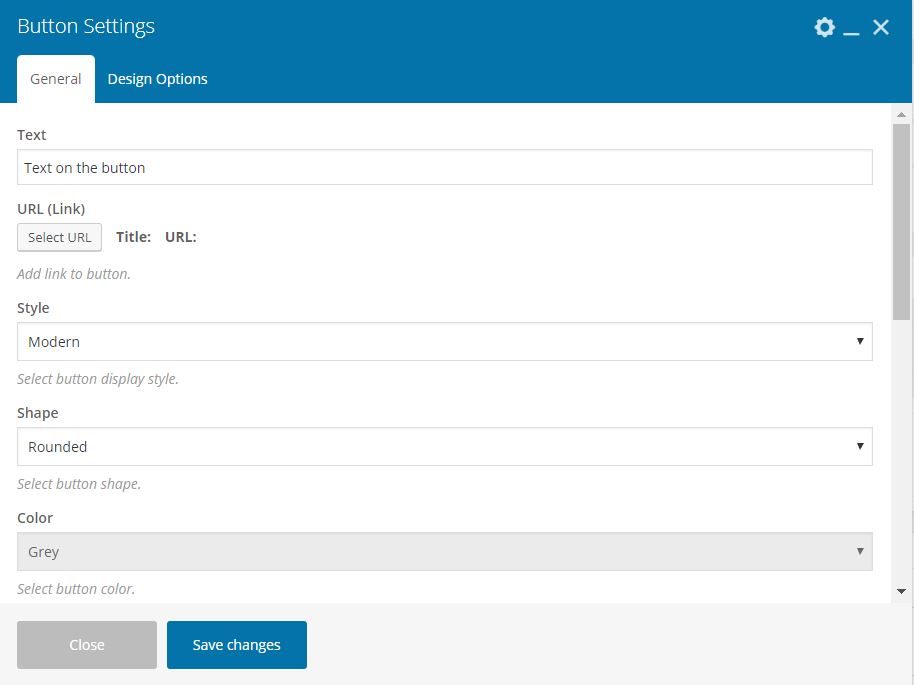 Button settings Button settings