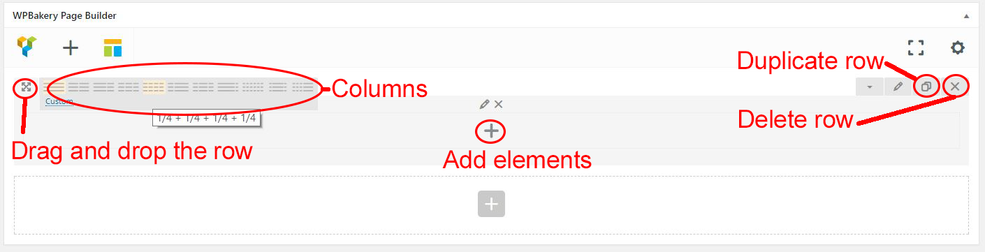 Page Builder Row menus