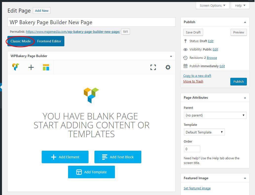 WPBakery Page Builder New Page