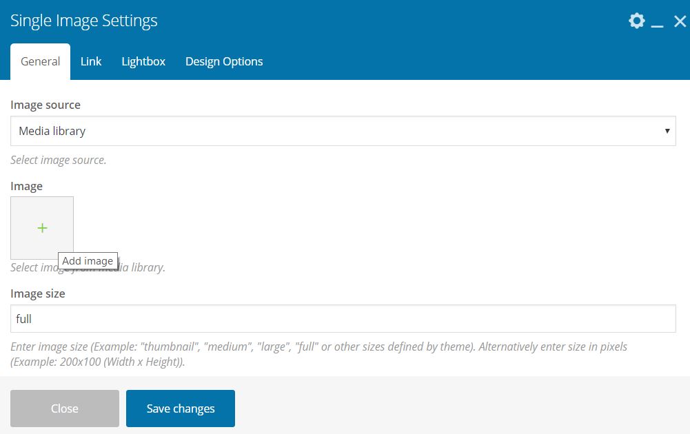 single image settings